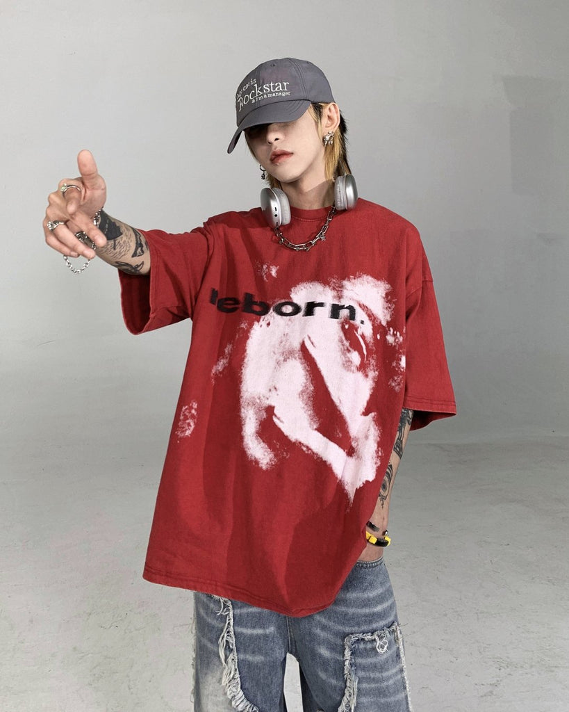 Retro Old Washed Round Neck T-Shirt ASD0033 - KBQUNQ｜韓国メンズファッション通販サイト
