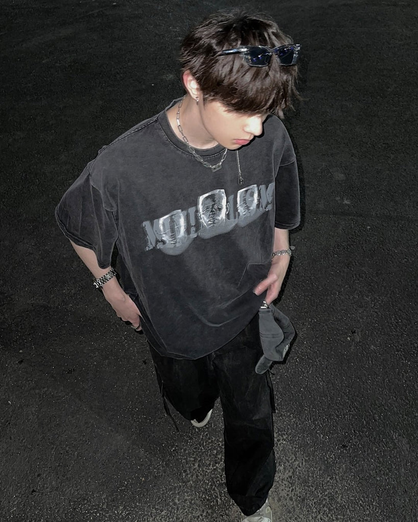 Retro Phantom Print Short Sleeve T-Shirt JMH0020 - KBQUNQ｜韓国メンズファッション通販サイト