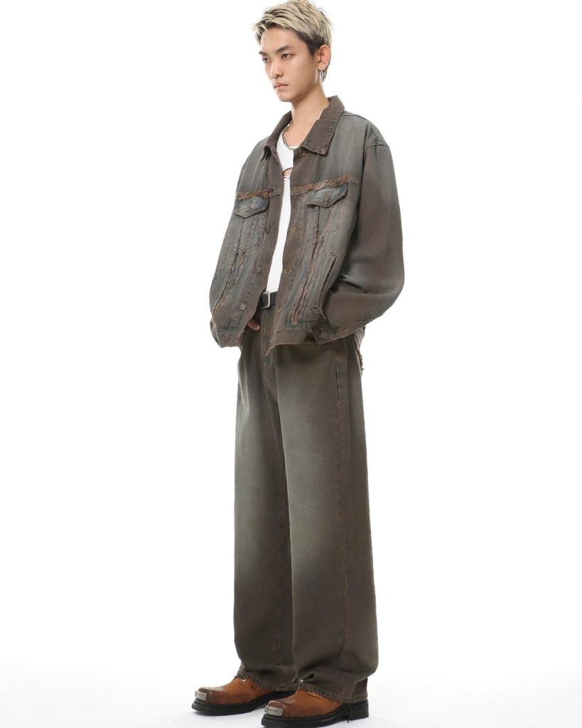 Retro Short Denim Jacket & Wide Denim Pants BGV0002 - KBQUNQ｜ファッション通販