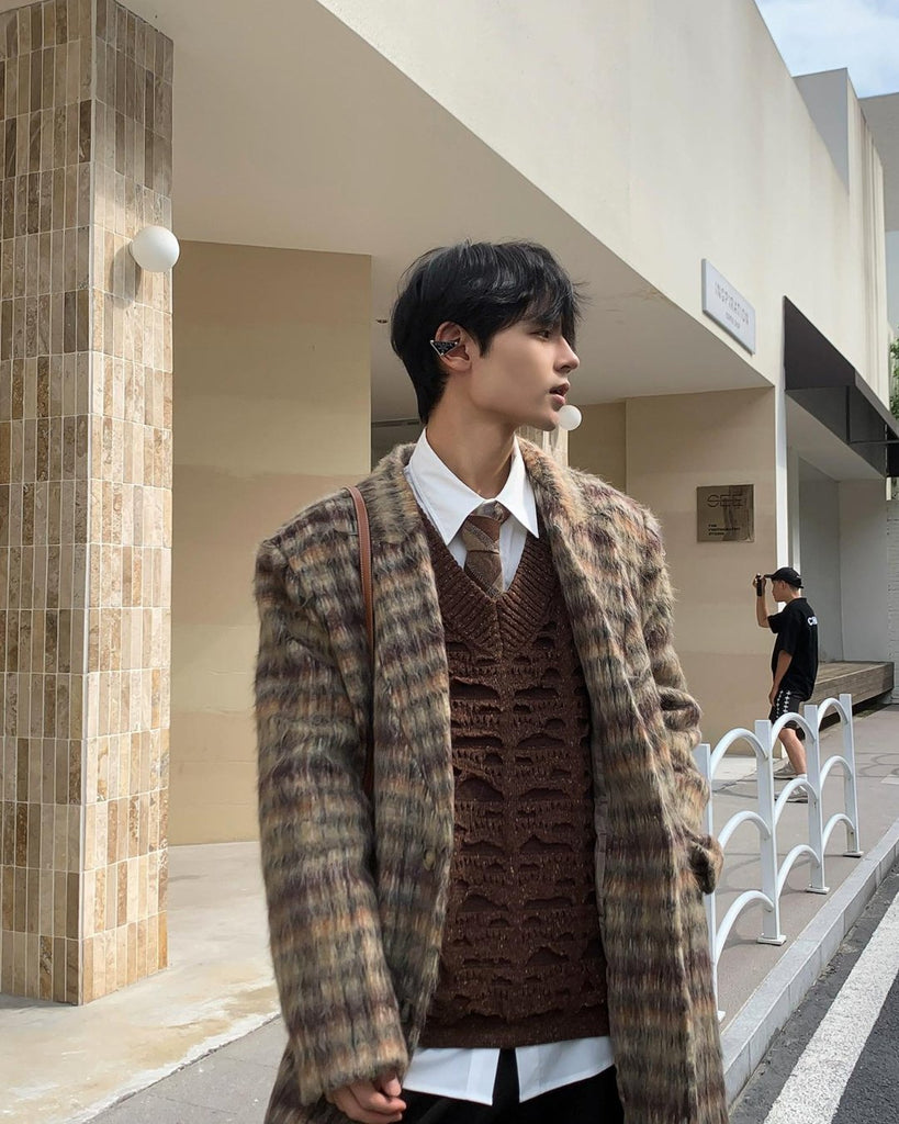 Retro Tartan Wool Coat BKC0215 - KBQUNQ｜ファッション通販