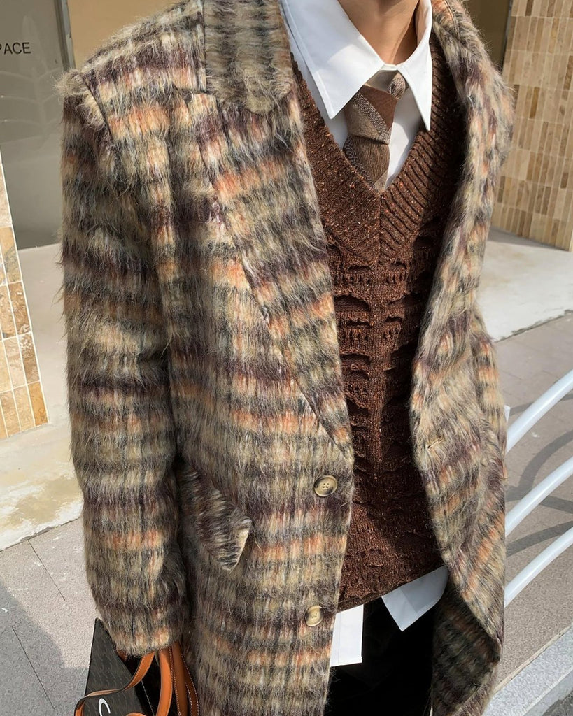 Retro Tartan Wool Coat BKC0215 - KBQUNQ｜ファッション通販