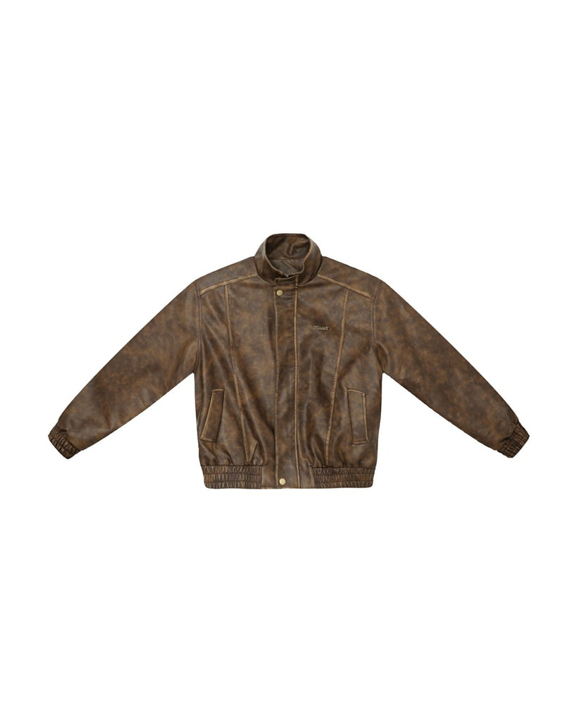 Retro Used Stand Collar Leather Jacket OYC0023 - KBQUNQ｜ファッション通販