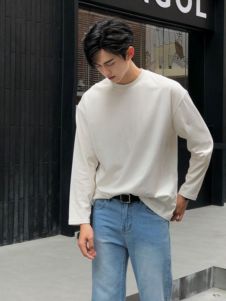 Round Crop Long Sleeve T-Shirt SLL0003 - KBQUNQ｜韓国メンズファッション通販サイト