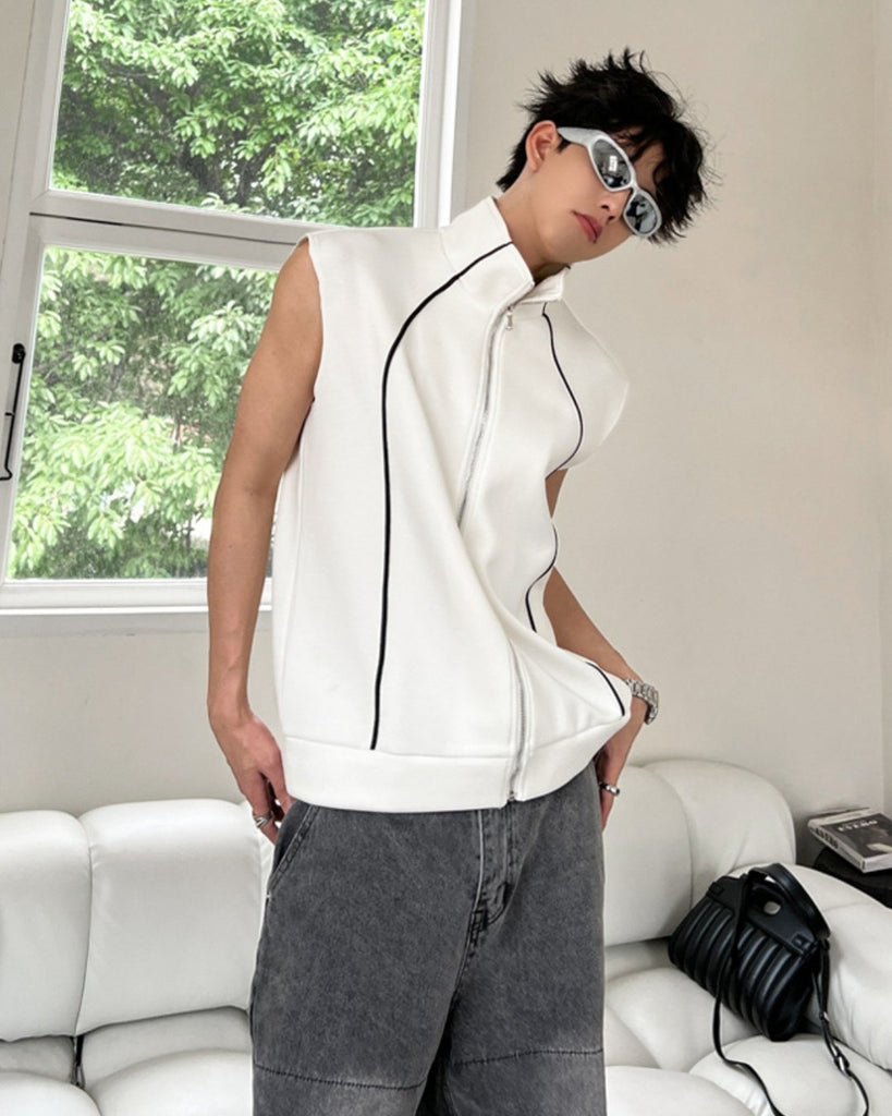 Round Stitched Zip Vest TNS0124 - KBQUNQ｜韓国メンズファッション通販サイト
