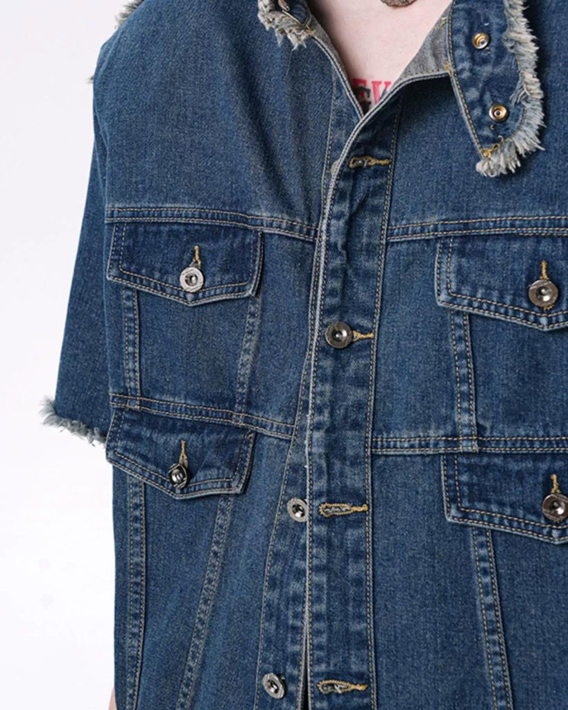 Short Sleeve Denim Jacket XSZ0005 - KBQUNQ｜韓国メンズファッション通販サイト