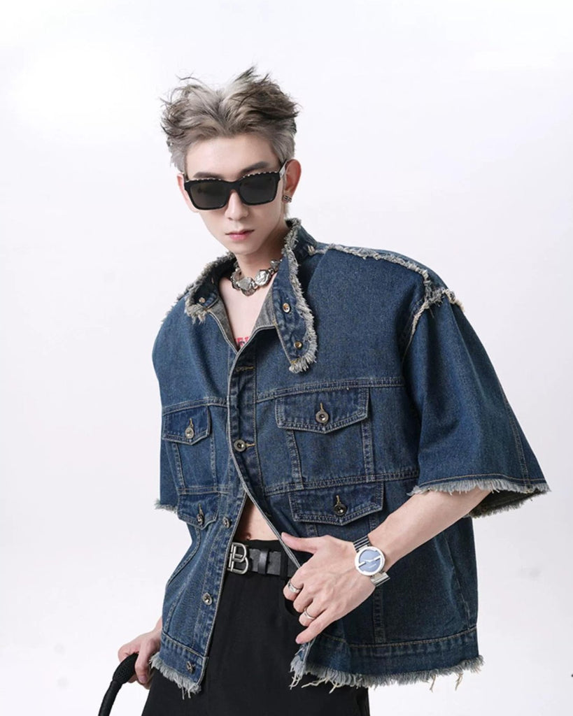 Short Sleeve Denim Jacket XSZ0005 - KBQUNQ｜韓国メンズファッション通販サイト