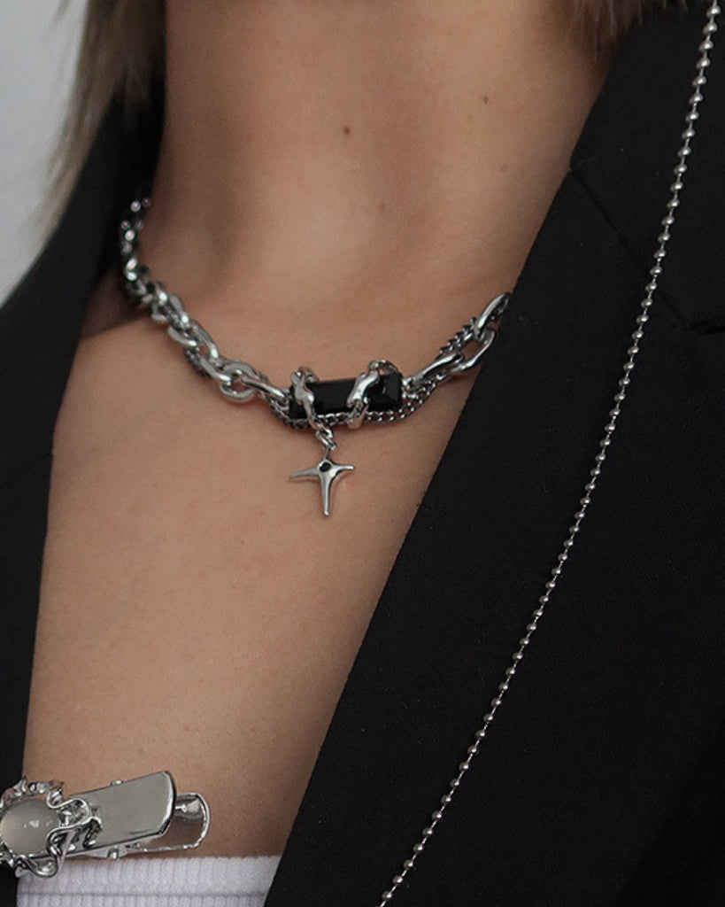 Silver Double Chain Necklace DKB0001 - KBQUNQ｜韓国メンズファッション通販サイト