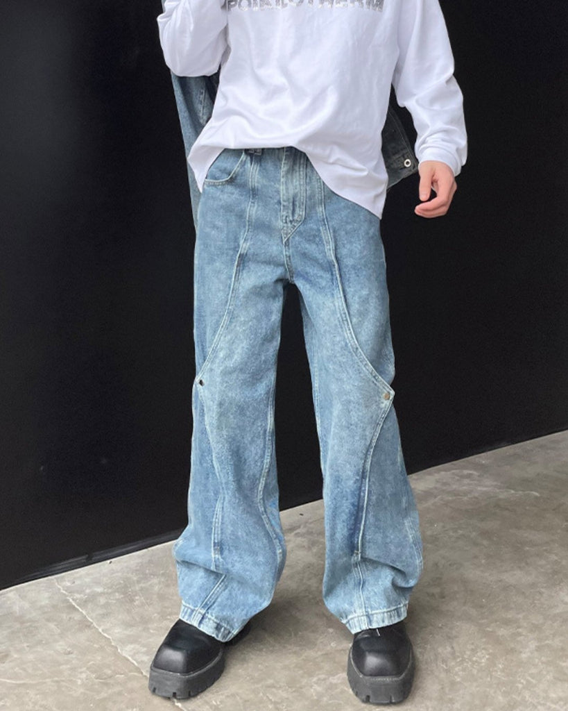 Simple Street Denim Jacket & Straight Jeans PLT0016 - KBQUNQ｜韓国メンズファッション通販サイト