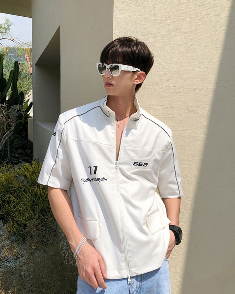 Stand Collar Reflective Shirt SLL0025 - KBQUNQ｜韓国メンズファッション通販サイト