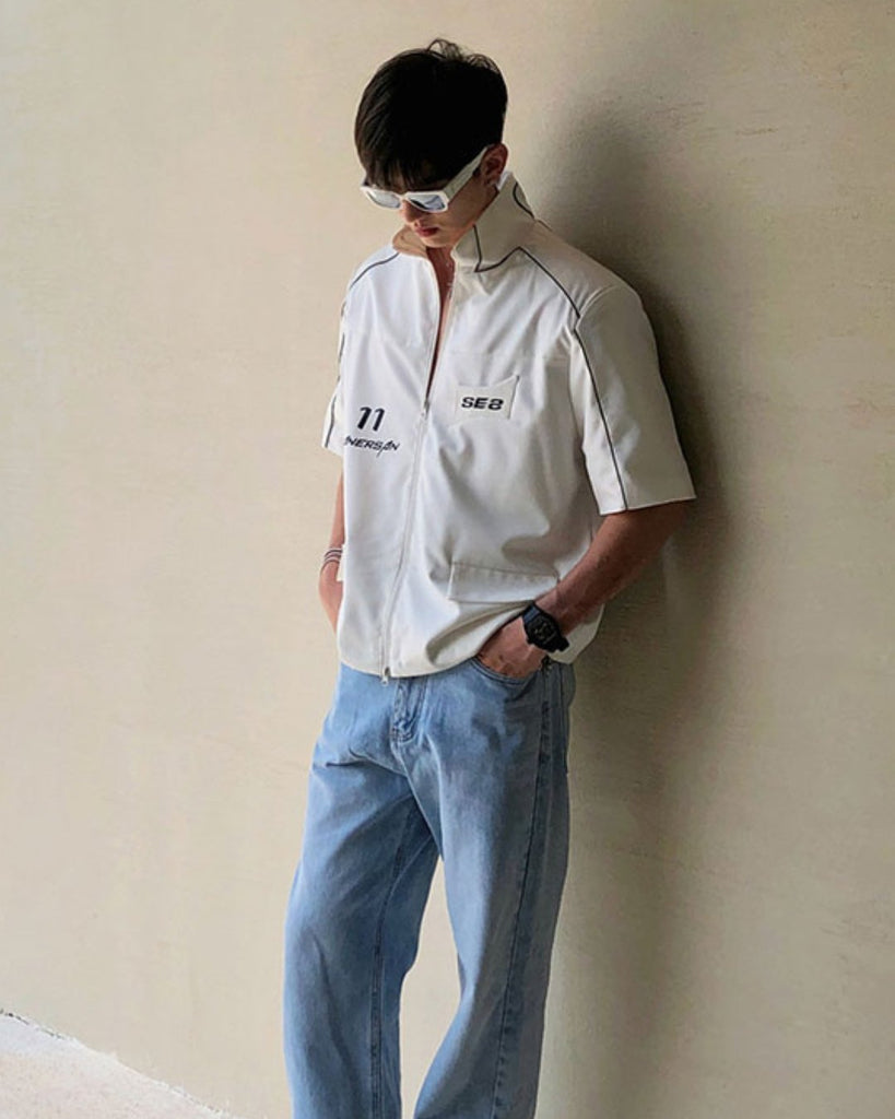 Stand Collar Reflective Shirt SLL0025 - KBQUNQ｜韓国メンズファッション通販サイト