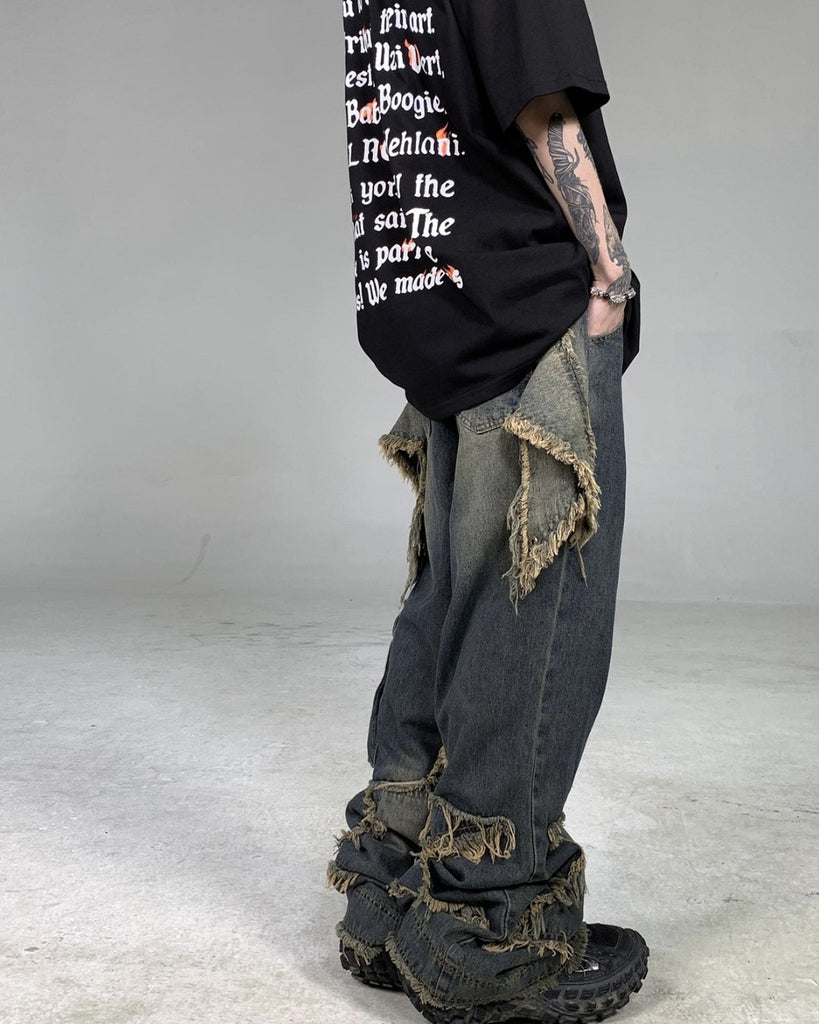 Star Design Old Washed Denim Pants ASD0031 - KBQUNQ｜韓国メンズファッション通販サイト