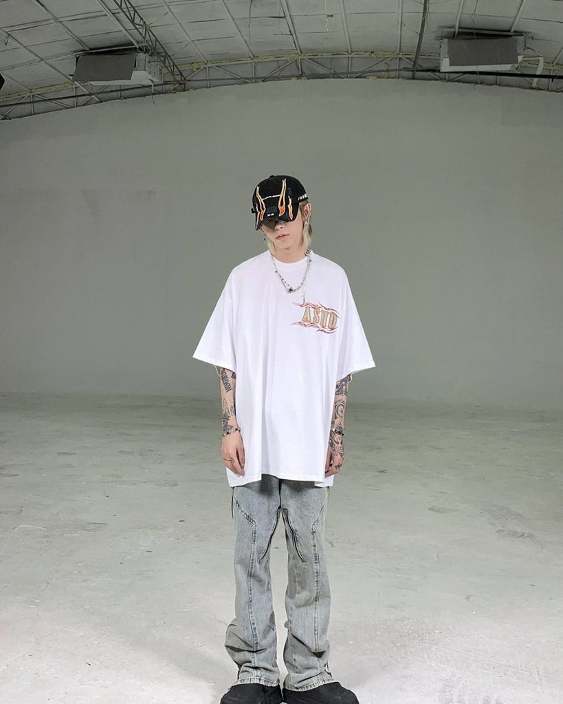 Street Design Round Neck Short Sleeve T-Shirt ASD0041 - KBQUNQ｜韓国メンズファッション通販サイト