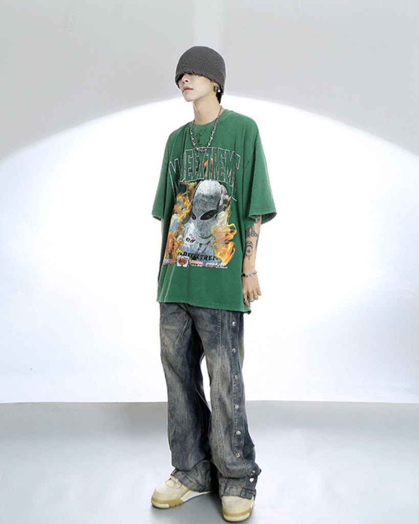 Street HipHop Old Short Sleeve T-Shirt ASD0019 - KBQUNQ｜韓国メンズファッション通販サイト