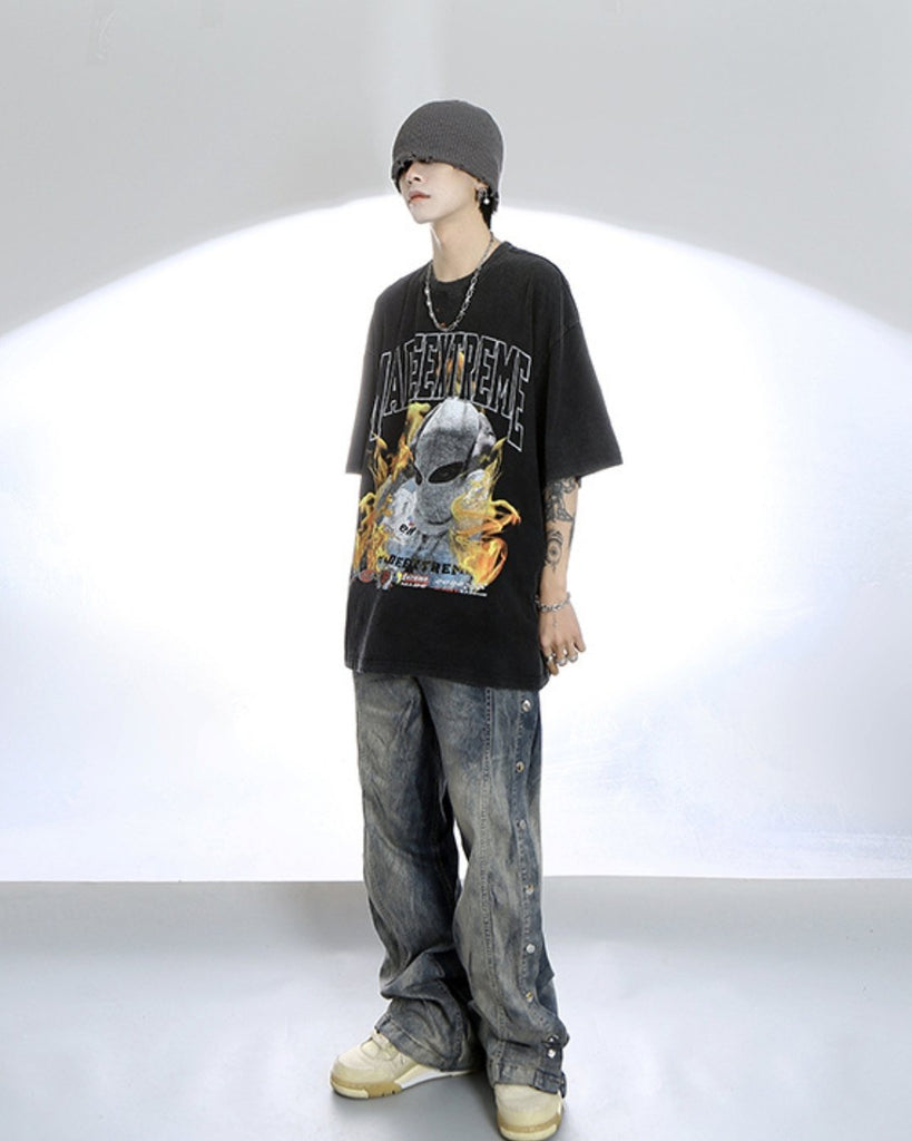 Street HipHop Old Short Sleeve T-Shirt ASD0019 - KBQUNQ｜韓国メンズファッション通販サイト