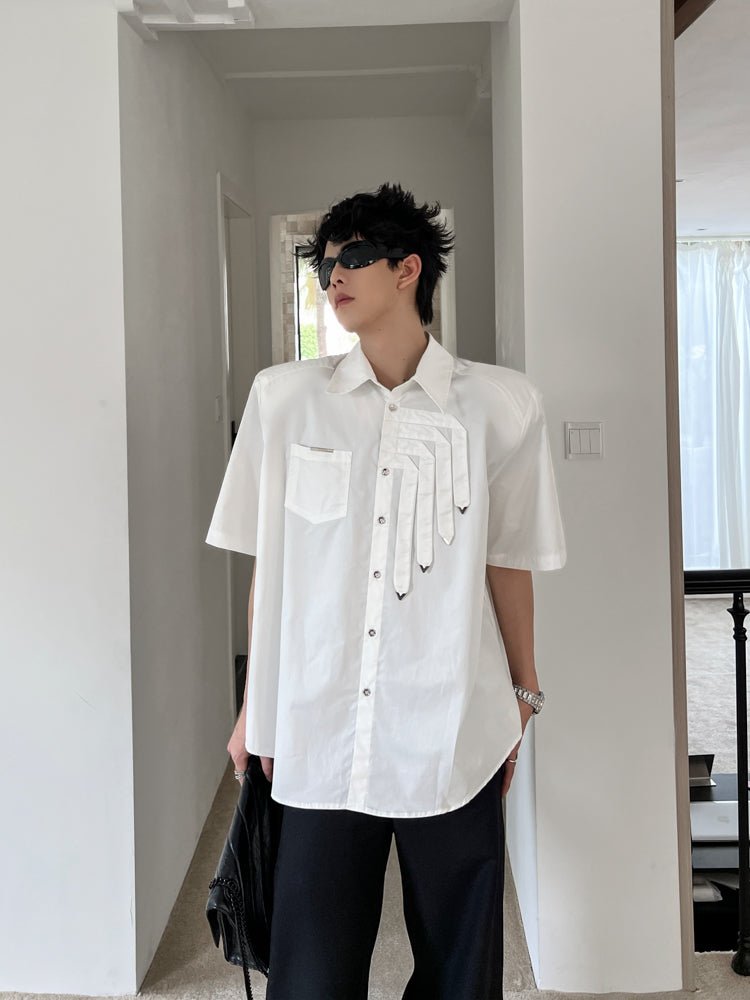 Street Metal Short Sleeve Shirt TNS0106 - KBQUNQ｜韓国メンズファッション通販サイト