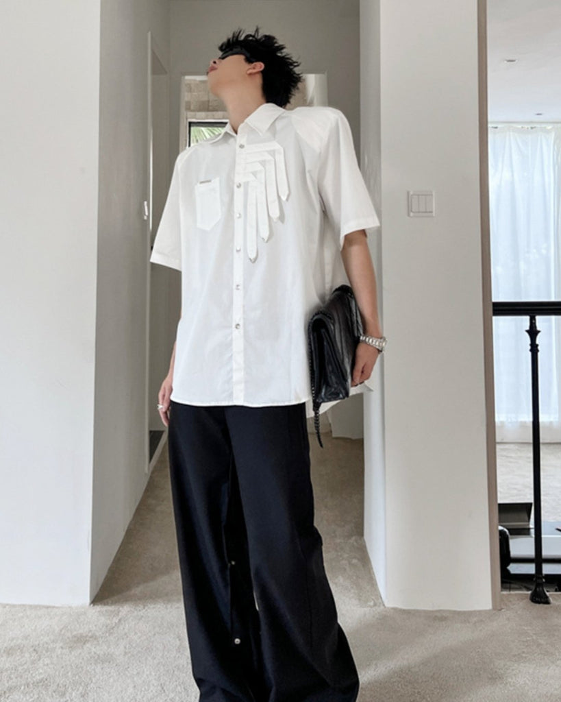 Street Metal Short Sleeve Shirt TNS0106 - KBQUNQ｜韓国メンズファッション通販サイト