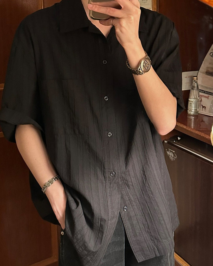 Strip Texture Polo Collar Shirt JMH0006 - KBQUNQ｜韓国メンズファッション通販サイト