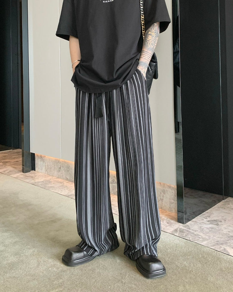 Striped Loose Summer Drape Pants CBJ0026 - KBQUNQ｜韓国メンズファッション通販サイト
