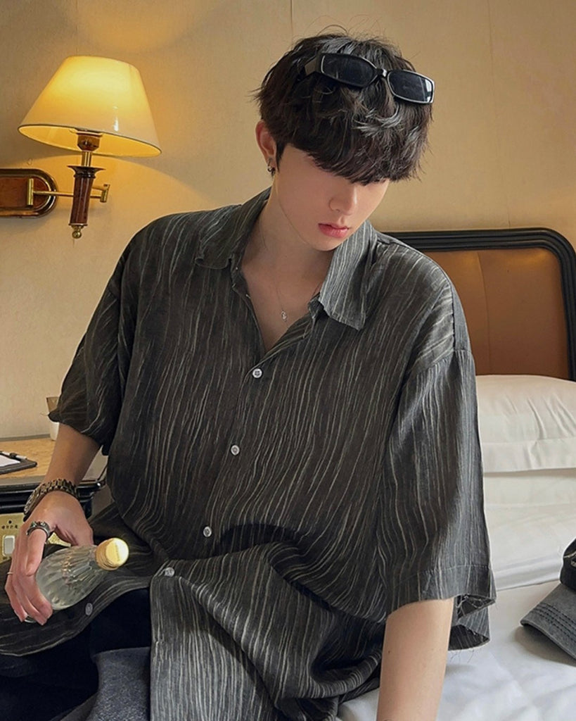 Striped Polo Collar Shirt JMH0009 - KBQUNQ｜韓国メンズファッション通販サイト