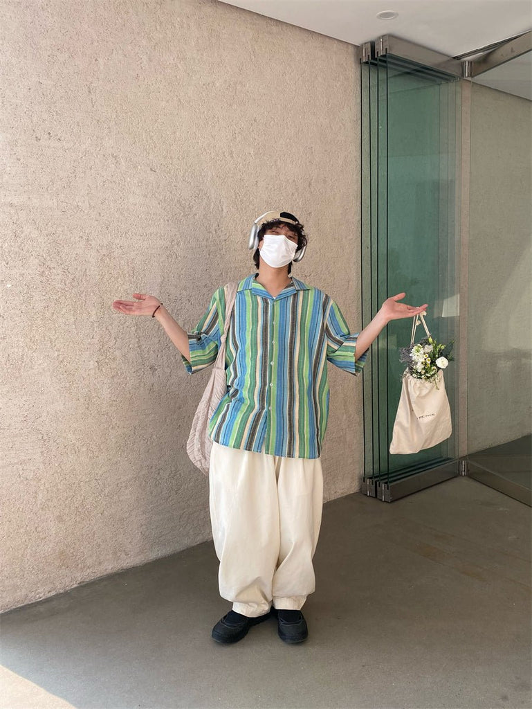 Striped Summer Shirts LGR0010 - KBQUNQ｜韓国メンズファッション通販サイト