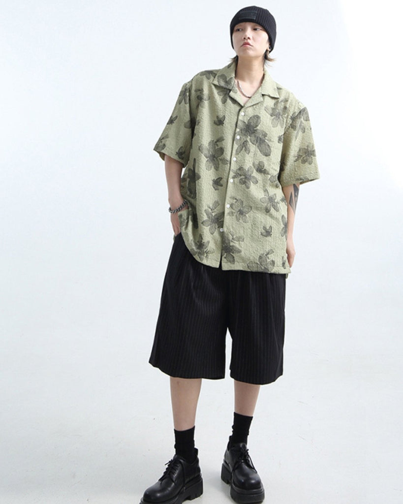 Stylish Floral Print Short Sleeve Shirt GRN0007 - KBQUNQ｜韓国メンズファッション通販サイト