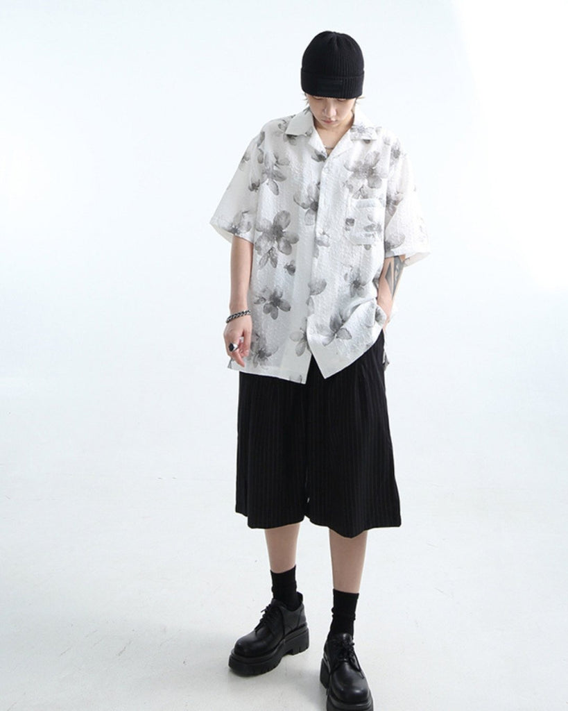 Stylish Floral Print Short Sleeve Shirt GRN0007 - KBQUNQ｜韓国メンズファッション通販サイト
