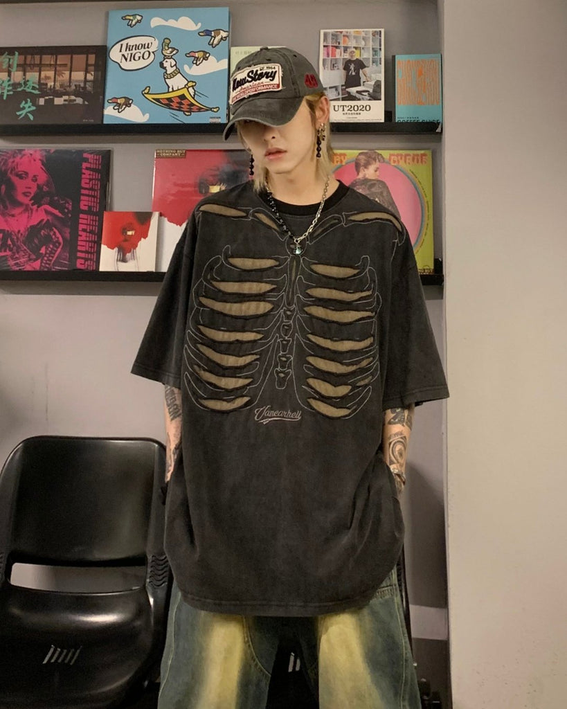 Subculture Damage Skeleton Top MXD0004 - KBQUNQ｜韓国メンズファッション通販サイト