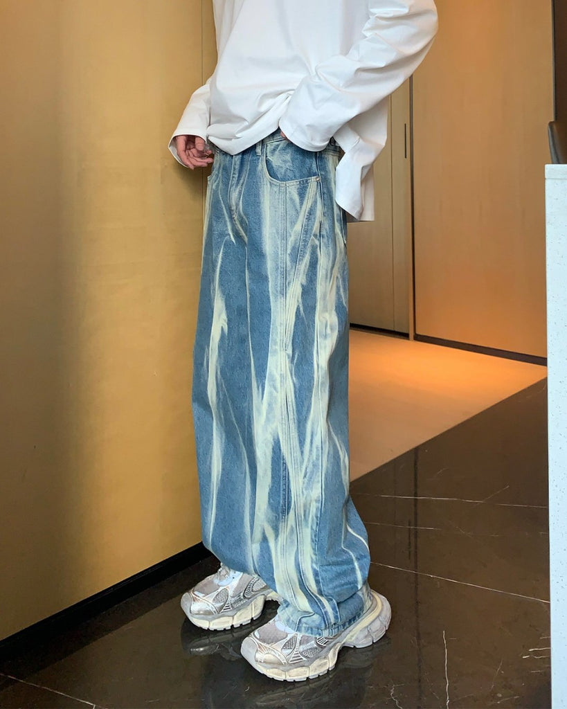 Tie-Dye Denim Wide Pants CBJ0039 - KBQUNQ｜韓国メンズファッション通販サイト