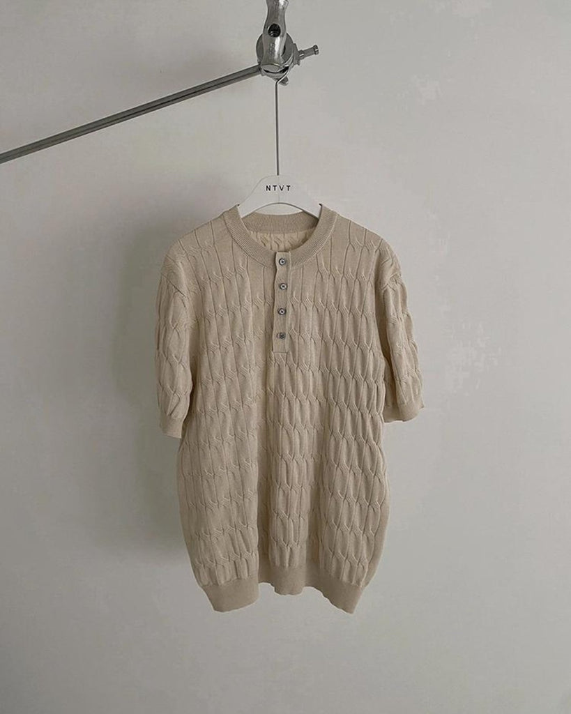 Trend Loose Short Sleeve Knit VCH0103 - KBQUNQ｜韓国メンズファッション通販サイト