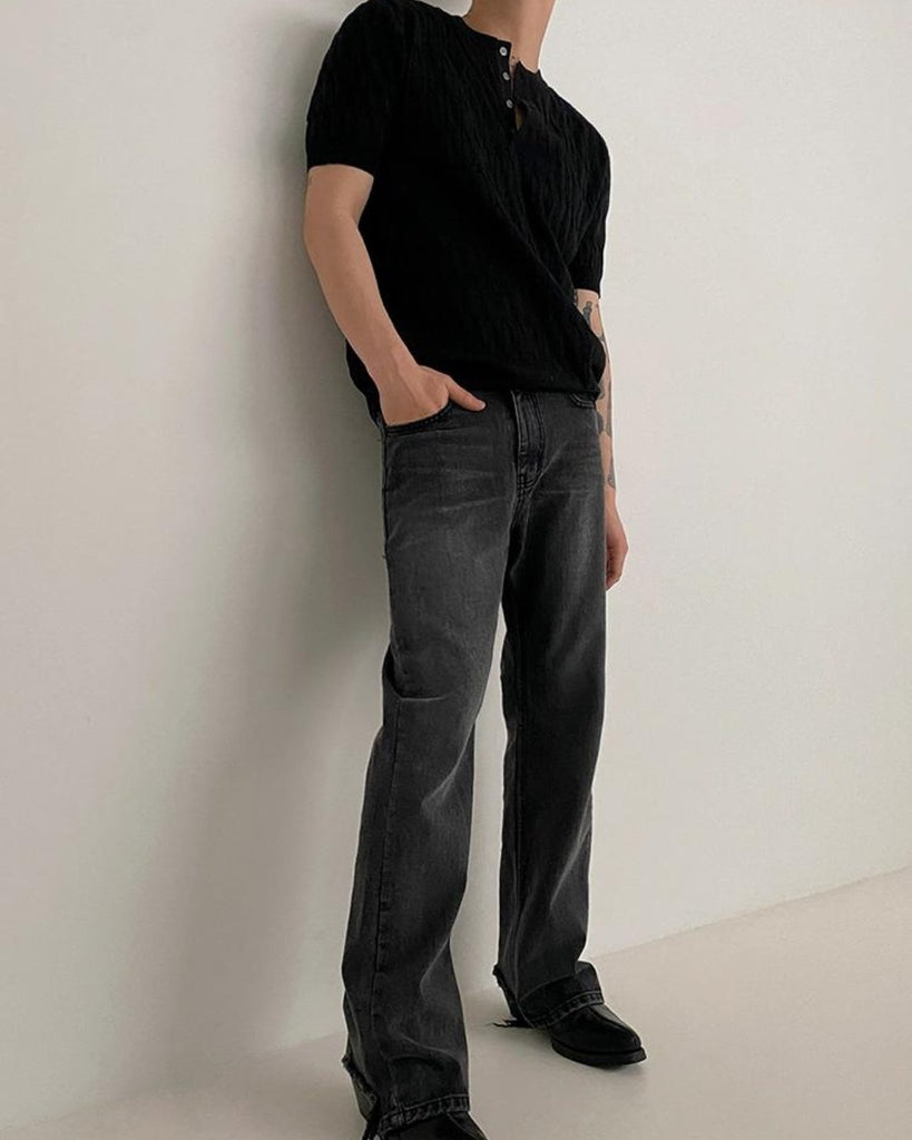 Trend Loose Short Sleeve Knit VCH0103 - KBQUNQ｜韓国メンズファッション通販サイト