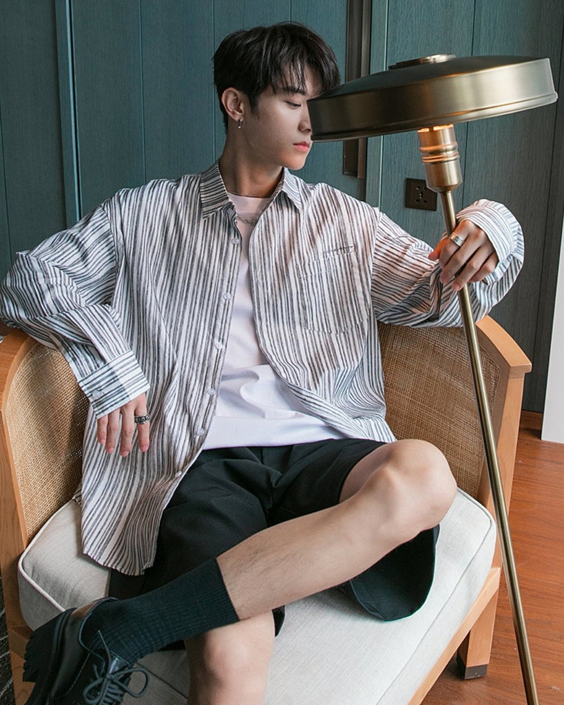 Trend Loose Stripe Shirt CCR0004 - KBQUNQ｜韓国メンズファッション通販サイト