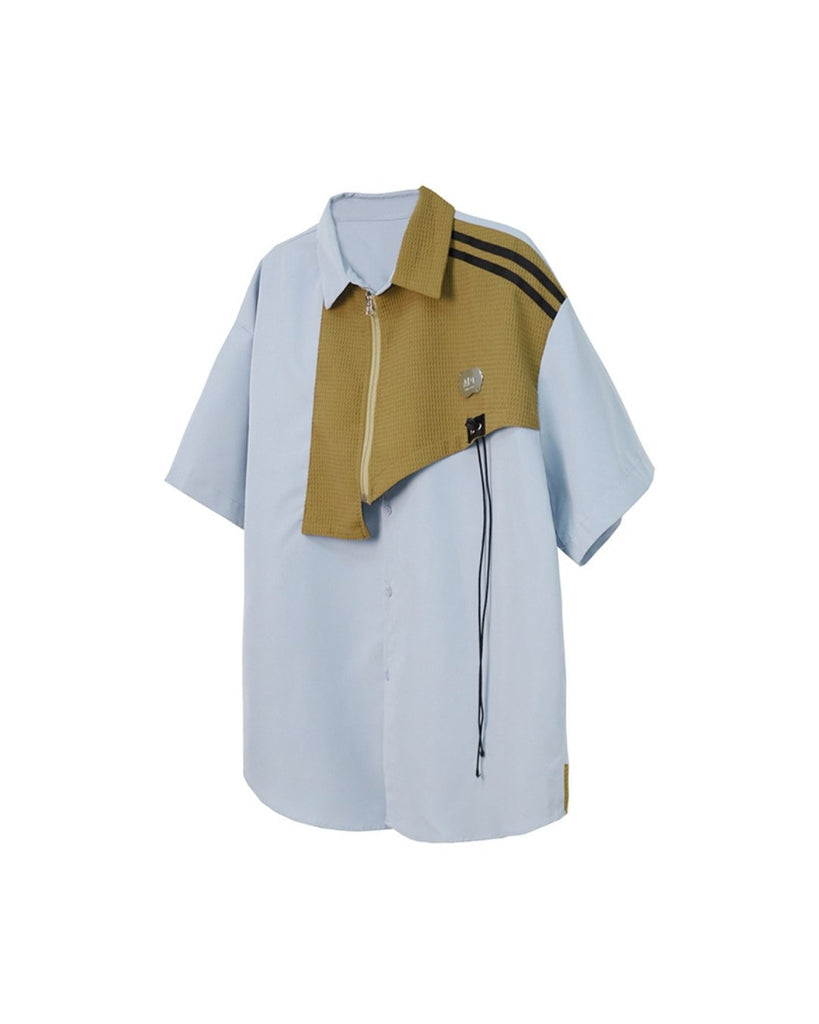 Unique Waffle Switching Short Sleeve Shirt ASD0054 - KBQUNQ｜韓国メンズファッション通販サイト