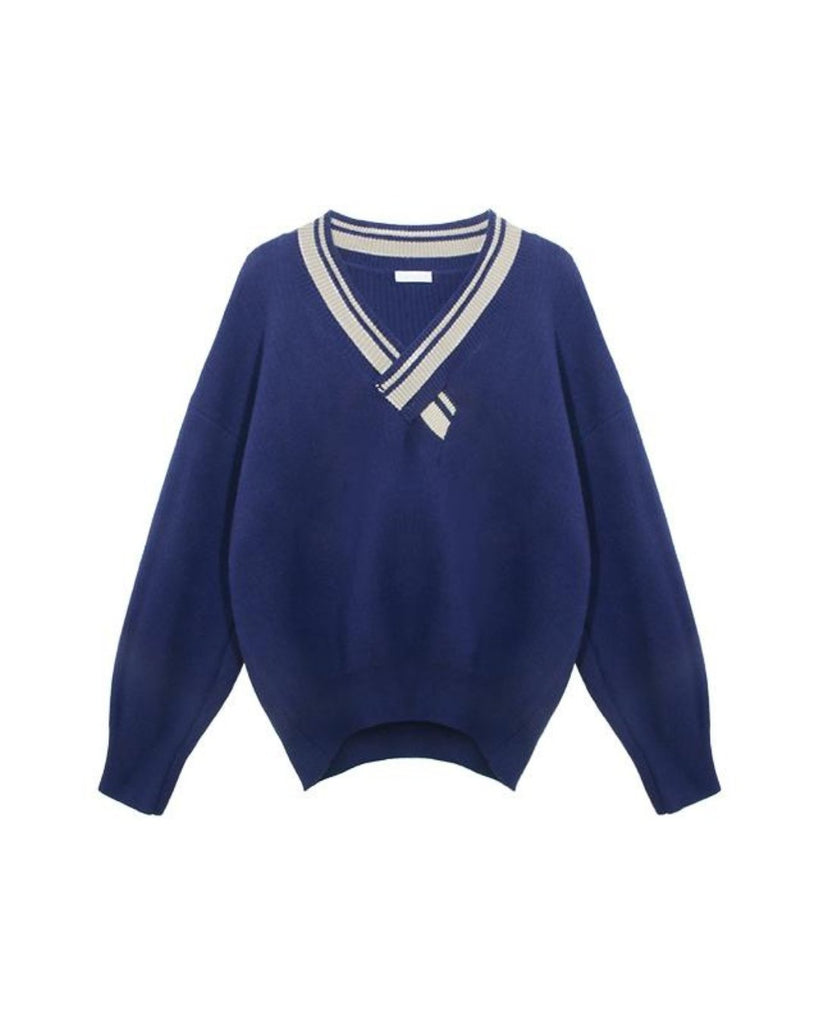 V-Neck Design Knit Sweater CBJ0060 - KBQUNQ｜ファッション通販