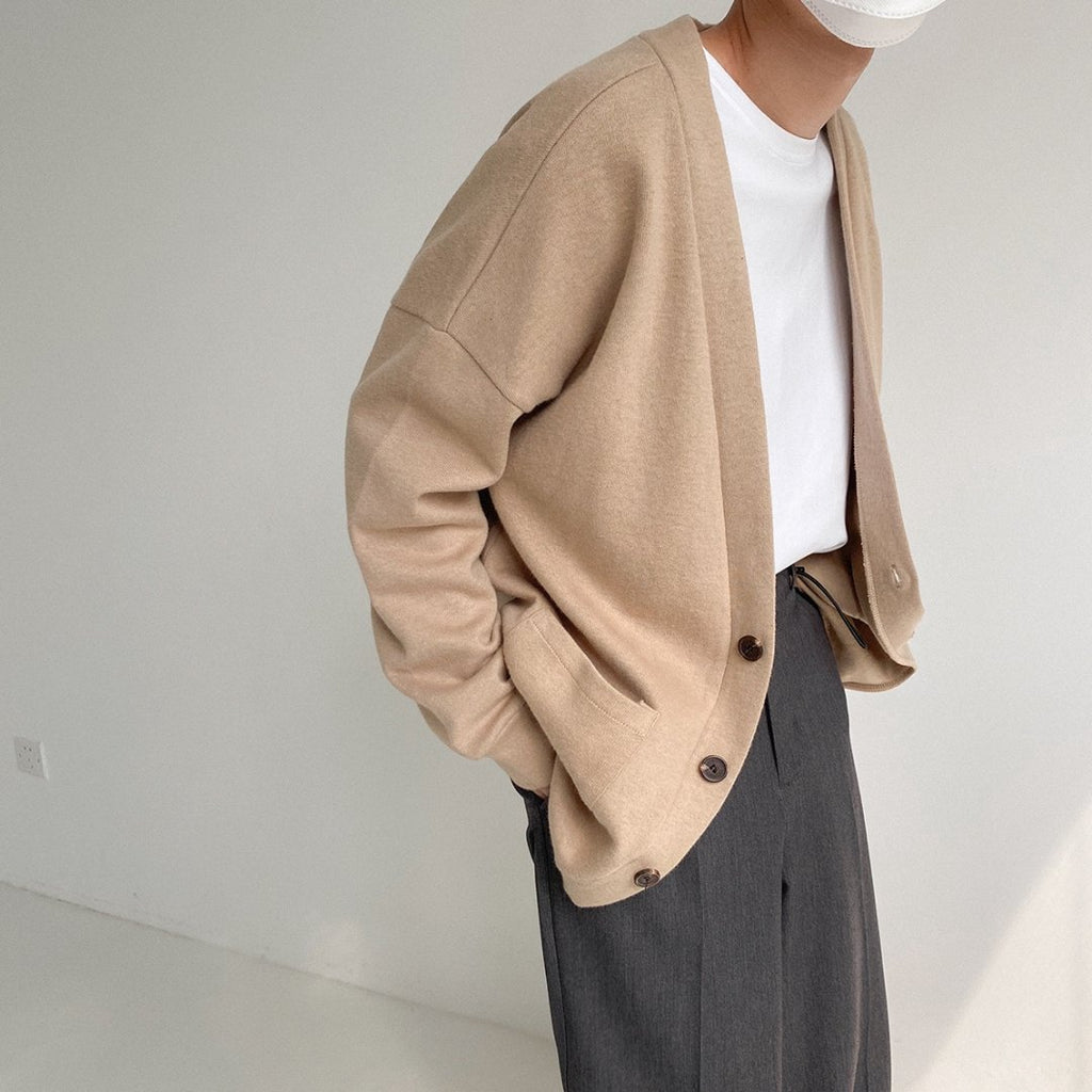 V-NECK LOOSE CARDIGAN【KBQ469】 - KBQUNQ｜韓国メンズファッション通販サイト
