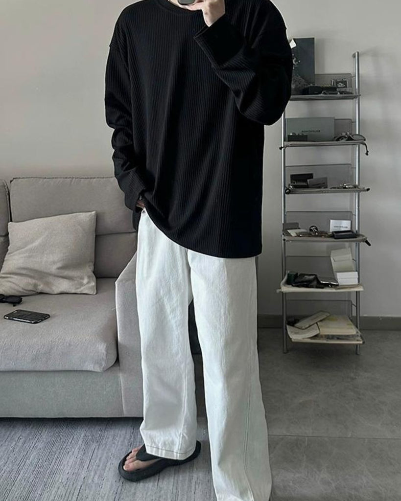 Velvet V-Neck Loose Pullover Sweatshirt JMH0041 - KBQUNQ｜ファッション通販