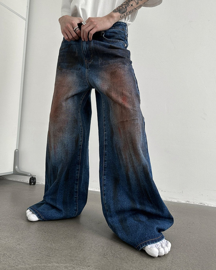 Vintage Coloring Wide Denim Pants GSB0003 - KBQUNQ｜韓国メンズファッション通販サイト
