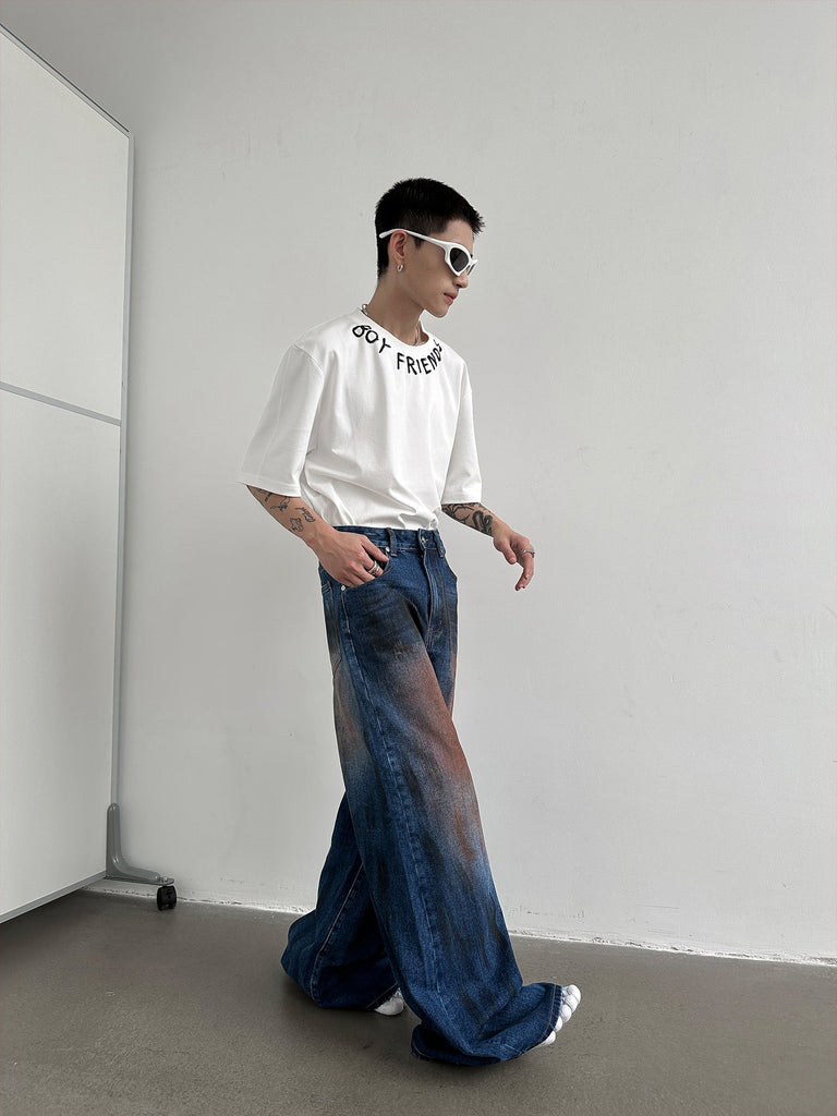 Vintage Coloring Wide Denim Pants GSB0003 - KBQUNQ｜韓国メンズファッション通販サイト