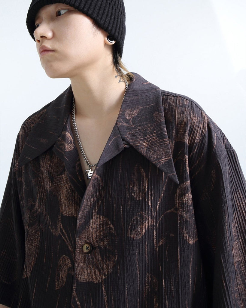 Vintage Flower Short Sleeve Shirt GRN0006 - KBQUNQ｜韓国メンズファッション通販サイト