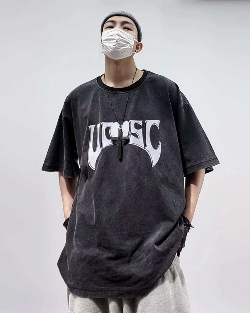 Vintage Grey Logo T-Shirt UCS0009 - KBQUNQ｜韓国メンズファッション通販サイト