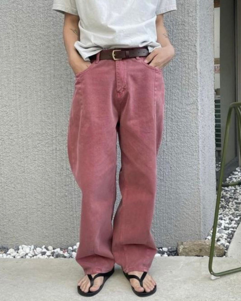 Vintage Stain Red Denim Pants LGR0008 - KBQUNQ｜韓国メンズファッション通販サイト