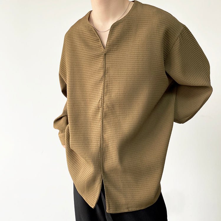 レトロVネックシャツ【KBQ398】 - KBQUNQ｜韓国メンズファッション通販サイト