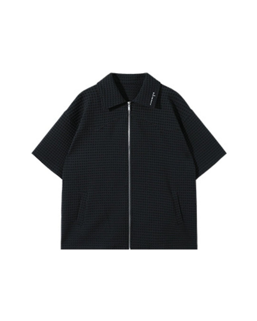 Waffle Casual Zipper Jacket & Waffle Shorts CCR0012 - KBQUNQ｜韓国メンズファッション通販サイト