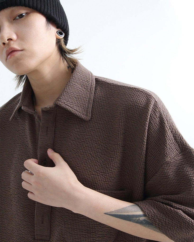 Waffle Prime Over Knit Polo Shirt GRN0009 - KBQUNQ｜韓国メンズファッション通販サイト