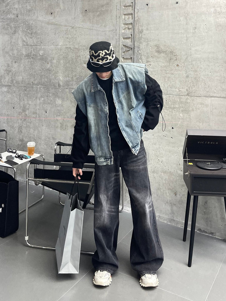 Wash Wide Denim Pants PLT0020 - KBQUNQ｜韓国メンズファッション通販サイト