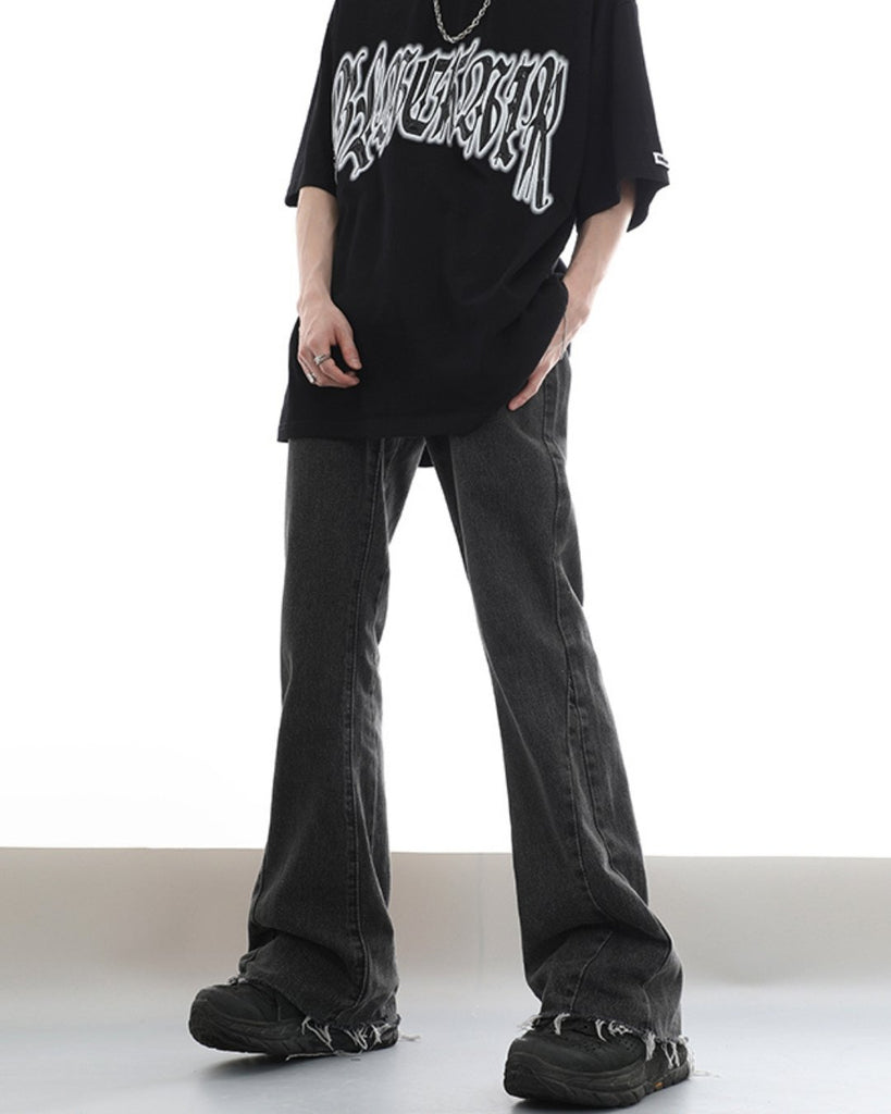 Washed Micro Flare Jeans ASD0029 - KBQUNQ｜韓国メンズファッション通販サイト