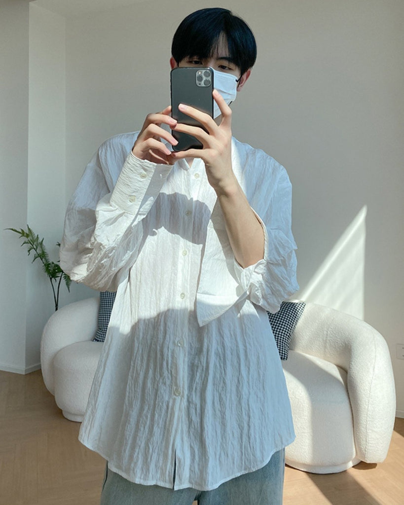 Washer Pleated Shirt BKC166 - KBQUNQ｜韓国メンズファッション通販サイト